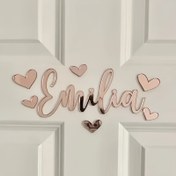 Resim Kişiselleştirilmiş Lazer Kesim Akrilik İsimlik Duvar Dekoru - Yıldız ve Kalp Tasarımı, Çocuk Odası İçin Uygun - Kapı Asma Stili 12 Farklı Tarzda Pembe/Beyaz Renklerde - Özel Metin & DIY Aksesuarlar 