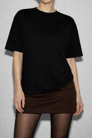 Resim Kadın 4'lü%100 Organik Pamuk Oversize Fit Basic Yuvarlak Yaka T-shirt 