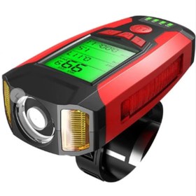 Resim Bisiklet Led Fener Alarm Siren Km Hız Göstergesi Sayacı Su Geçirmez Lcd İkaz Lambası Işıldak Çok Fonksiyonlu - SİYAH 