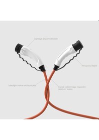 Resim Hims Emef-22t2-tb-7 22kw Tip 2 Soketli Turuncu 7m Elektrikli Araç Şarj Kablosu 22kw 
