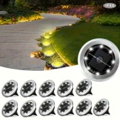 Resim Solar 8LED Zemin Işığı - Solar Dış Mekan Adım Işığı, IP44 Sıçrama Geçirmez Yol Işığı, Adımlar, Yollar, Bahçe Çimler ve RV Dış Mekanları için Dekoratif Peyzaj Aydınlatması - Dört Parça - Sıcak Beyaz/Sıcak Beyaz Çift Renk Mevcut 