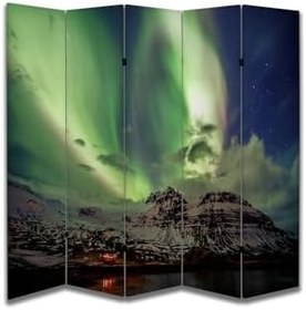 Resim Kuzey Işıkları Temalı Özel Tasarım Paravan Room Divider PRV1182, 180 x 180 