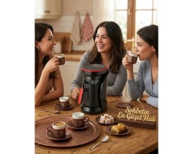 Resim Modern Tasarımlı Türk Kahvesi Makinesi Taşma Emniyetli 4 Fincan Kapasiteli 