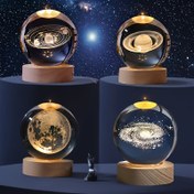 Resim 3D Güneş Sistemi Kristal Küre 60mm Ay Kristali Hediye, Lazer Kazınmış Model ve Galaksi Kristal Küresi Fizik Severler ve Uzay Modelleri için 