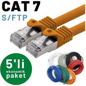 Resim Irenis CAT7 Kablo S/FTP Ethernet Network LAN Ağ Kablosu 25 CM Gri 5'li 