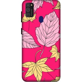 Resim Zipax Deste Samsung Galaxy M21 Kılıf Pembe Yaprak Baskılı Desenli Silikon Kılıf A++-8228 