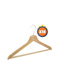 Resim Nyn Ahşap Barlı Elbise Askısı Naturel Renk 18 Adet 