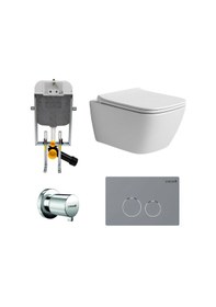 Resim Turavit Luna Beyaz Kanalsız Asma Klozet Ln5610 Nkp Duroplast Yavaş Kapak, Creavit Terra Gömme Rezervuar Set Diğer 