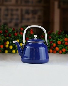 Resim Alev Vintage Demlik - Emaye Kettle, Çaydanlık - 1.5 Litre - Lacivert 
