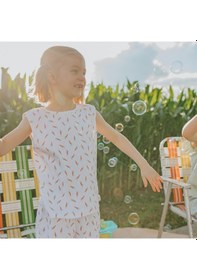 Resim Antebies Organik Beyaz Havuç Tarlası Desenli Beli Lastikli Askılı Şortlu Kız Çocuk Pijama Takımı 