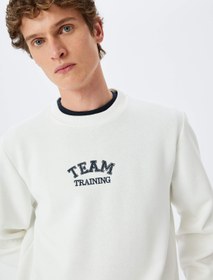 Resim Pamuk Karışımlı Kolej İşlemeli Şardonlu Bisiklet Yaka Sweatshirt 