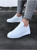 Resim WG Fashion Mp022 Bt Bağcıklı Ortopedik Yüksek/kalın Taban Erkek Casual Sneaker Beyaz 