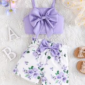 Resim Büyük Kurdele ve Çiçek Desenli, Rahat Kırpılmış Stil, Dış Mekanlar İçin Kız Çocukları Tank Topu 