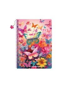 Resim Keskin A4 Çizgili Charmlı Kelebek Defter - Karışık Renkler Çok Renkli 