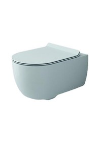 Resim Bocchi V-Tondo Rimless Asma Klozet Kanalsız Kapak Hariç Mat Buz M 