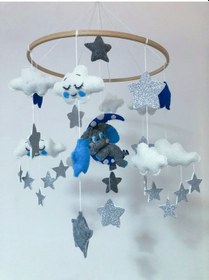 Resim Sevimli Fil Uykuda Erkek Bebek Dönencesi Beşik Süsü 