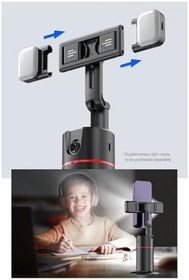 Resim 360 ° Gimbal Sabitleyici Masaüstü AI Otomatik İzleme Gimbal ile+Dolgu Işığı Smartphone Sabitleyici için Kurulum Kullanımı 