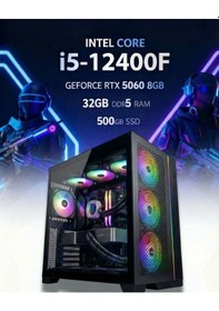 Resim Tekden TKDEN000004 i5-12400F 32 GB 500 GB SSD 8 GB RTX5060 Free Dos Masaüstü Oyuncu Bilgisayarı 