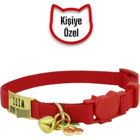 Resim Caramelos İsimli, Güvenlik Kilitli Kedi Tasması- , İsimlikli Krkm 