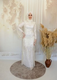 Resim Şahsenem Tesettür Abiye - Beyaz / 44 