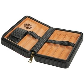 Resim Premiumquality Siyah-kırmızı Deri Seyahat Humidor Puro Kutusu 