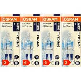 Resim Osram Halopin Oven 25w 2700k Sarı Işık G9 Duylu Halojen Fırın Ampulü 4 Adet 
