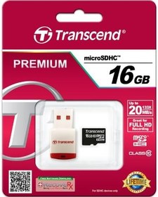 Resim Transcend TS16GUSDHC10-P3 Class 10 microSDHC 16 GB hafıza kartı 