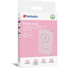 Resim Verbatim Magsafe 10000 Mah Manyetik Kablosuz Powerbank Verbatim 10000MAH Manyetik Kablosuz Şarj - Pembe 