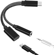 Resim Duendhd Tip C 3.5mm Şarj Ses Adaptörü 2 in 1 USB C Splitter Kulaklık AUX Ses Kablosu Smartphone Splitter için 