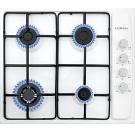 Resim Luxell 2'li Beyaz Aspiratörlü Set Modeli (Aspiratör + Ocak) 4 Gözlü Gazlı Emaye Yüzey 
