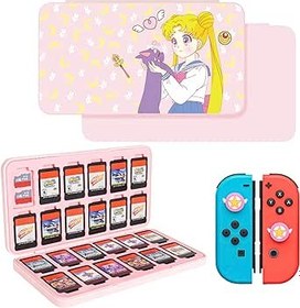 Resim DLseego Sevimli Tavşan Oyun Kılıfı, Switch Lite/Switch/Switch OLED için, 24 Yuvalı Oyun Kartı Tutucu ve 48 Mikro SD Kart Yuvası, Taşınabilir Oyun Kartı Saklama Kartuşu 2 ADET Güzel Parmak Kavrama ile 