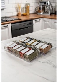 Resim Gümüş Pleksi Stantlı Baharatlık Seti S 