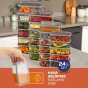 Resim 24'lü Hava Geçirmez Saklama Kabı Seti Antrasit 6x(250-500-750-1200 Ml) Vienev