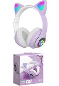 Resim Kensa Mikrofonlu Led Işıklı Kedi Kulaklık Cat Kulaklık 5.0 Çocuk Kulaklık Pati Işıklı Wireless Tws 