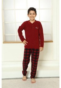 Resim Akbeniz Welsoft Polar Çocuk Pijama Takımı 20250b-bordo 