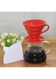 Resim Epinox FSK-2 Seramik Kahve Demleme Dripper Kırmızı 