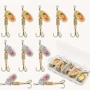 Resim 10 Adet 6,3 cm 7 g Metal Spinner Kaşık Balık Yemi - 3 Üçlü Kancalı, Dönen Crankbait & Canlı Karışık Renkler ile Levrek, Alabalık ve Turna için Dayanıklı Metalik Kaplama, Yüksek Kaliteli Olta Yemleri 