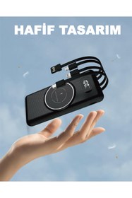 Resim ROBEVE 10000 Mah Kablosuz Powerbank Dahili Kablolu Powerbank PD 22,5W Powerbank Hızlı Şarj Cihazı 