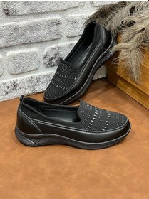 Resim Ortopedik Taşlı Rahat Yumuşak Lioss Siyah Renk Kadın Anne Ayakkabısı Siyah 