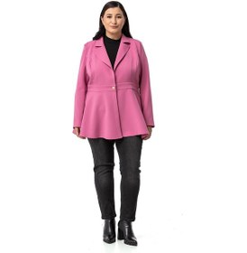 Resim Disentis Büyük Beden Tek Düğmeli Belde Bant Detaylı Kloş Astarsız Gül Kurusu Ceket-gül Kurusu Gülkurusu 