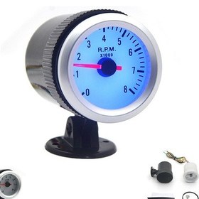 Resim Dianziye Araba Motor Hızı Gösterici 52mm Beyaz Ekran Mavi Led 0-8000rpm 1-8 Silindir Uyumlu Abs Malzeme Modifiye Aracı 