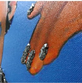 Resim Ayna Çerçeveli Kanvas Tablo Mavi Eşarplı Afrikalı Kadın 