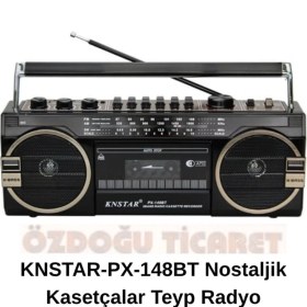 Resim Kahverengi Nostaljik Teyp Kasetçalar KNSTAR-PX-148BT, Retro ve Şık Tasarım 