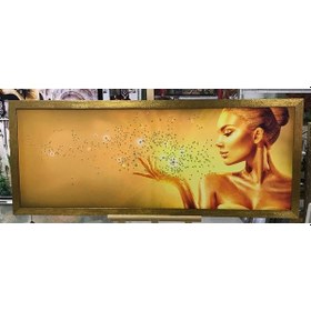 Resim Gold Çerçeveli Sim Üfleyen Kız Kanvas Tablo 