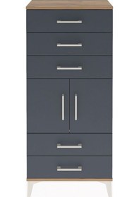 Resim Arges Dolap Tek Raflı 5 Çekmeceli 2 Kapaklı 60x30x134 Çam-antrasit Atlas Çam 