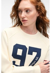 Resim Grimelange MIRELLAN Kadın Baskılı Yuvarlak Yaka Regular Fit Ekru Sweatshirt 