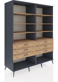 Resim Kronos Gardrop 8 Raflı 6 Çekmeceli 176x59x221 Antrasit-çam Beyaz 