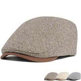 Resim Ayarlanabilir Kalın Tweed İngiliz Tarzı Erkeklerin Haber Şapkası, Sıcak Kış Bere, Rahat Beyzbol Şapkası, Eğlence ve Dış Mekan Aktiviteleri İçin 