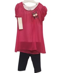 Resim Bebek&Çocuk Altı Terletmez Kumaş Üstü Şifon Bluz Taytlı Takım Fuşya 