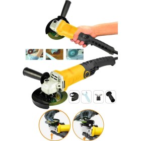 Resim Elektrikli Spral 1200W Avuç Taşlama Makinesi 125MM 6 Kademeli Uzun Kuyruk 